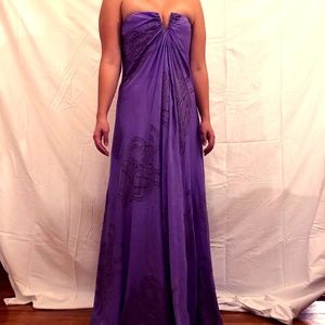 Nicole Miller Purple Foil Strapless Gown